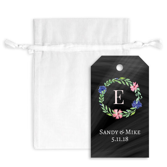 Floral Wreath Hanging Gift Tags with Organza Bags